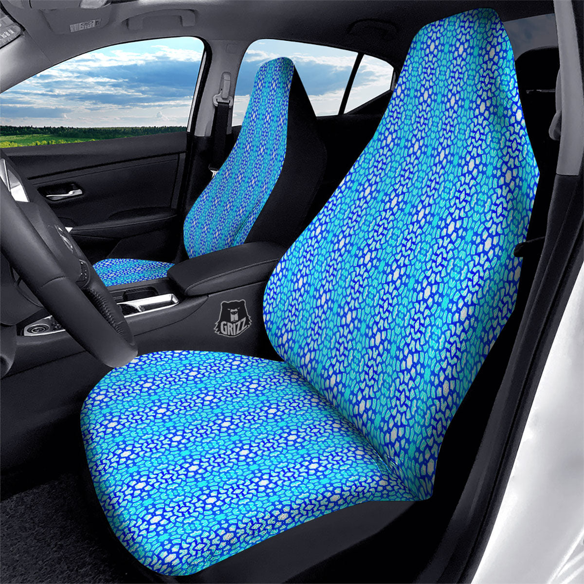 Giraffe Turquoise Print Pattern Car Seat Covers-grizzshop