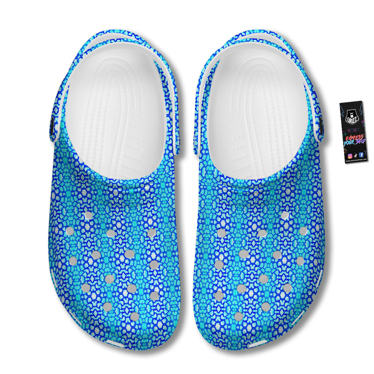 Giraffe Turquoise Print Pattern Clog-grizzshop
