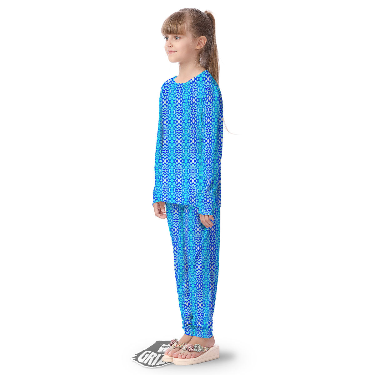 Giraffe Turquoise Print Pattern Kid's Pajamas-grizzshop