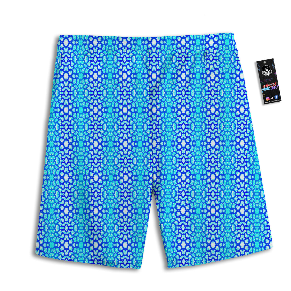 Giraffe Turquoise Print Pattern Men's Athletic Shorts