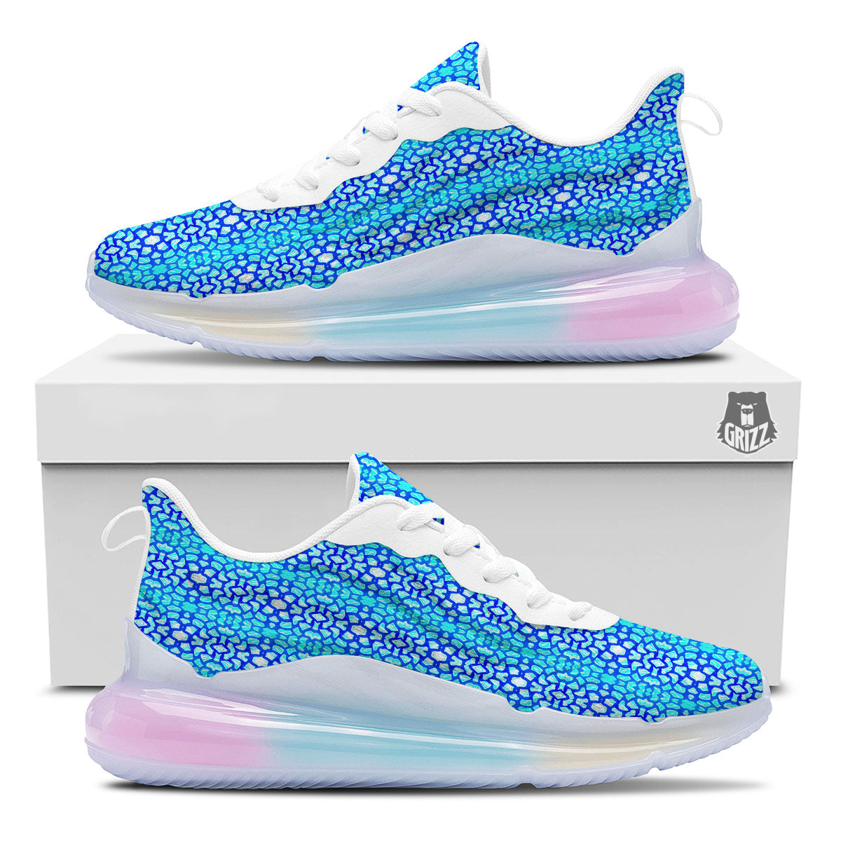 Giraffe Turquoise Print Pattern Running Sneakers-grizzshop