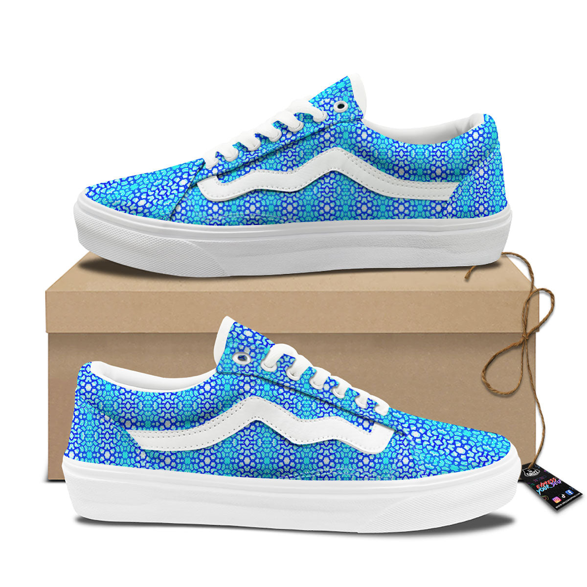 Giraffe Turquoise Print Pattern Skate Shoes-grizzshop