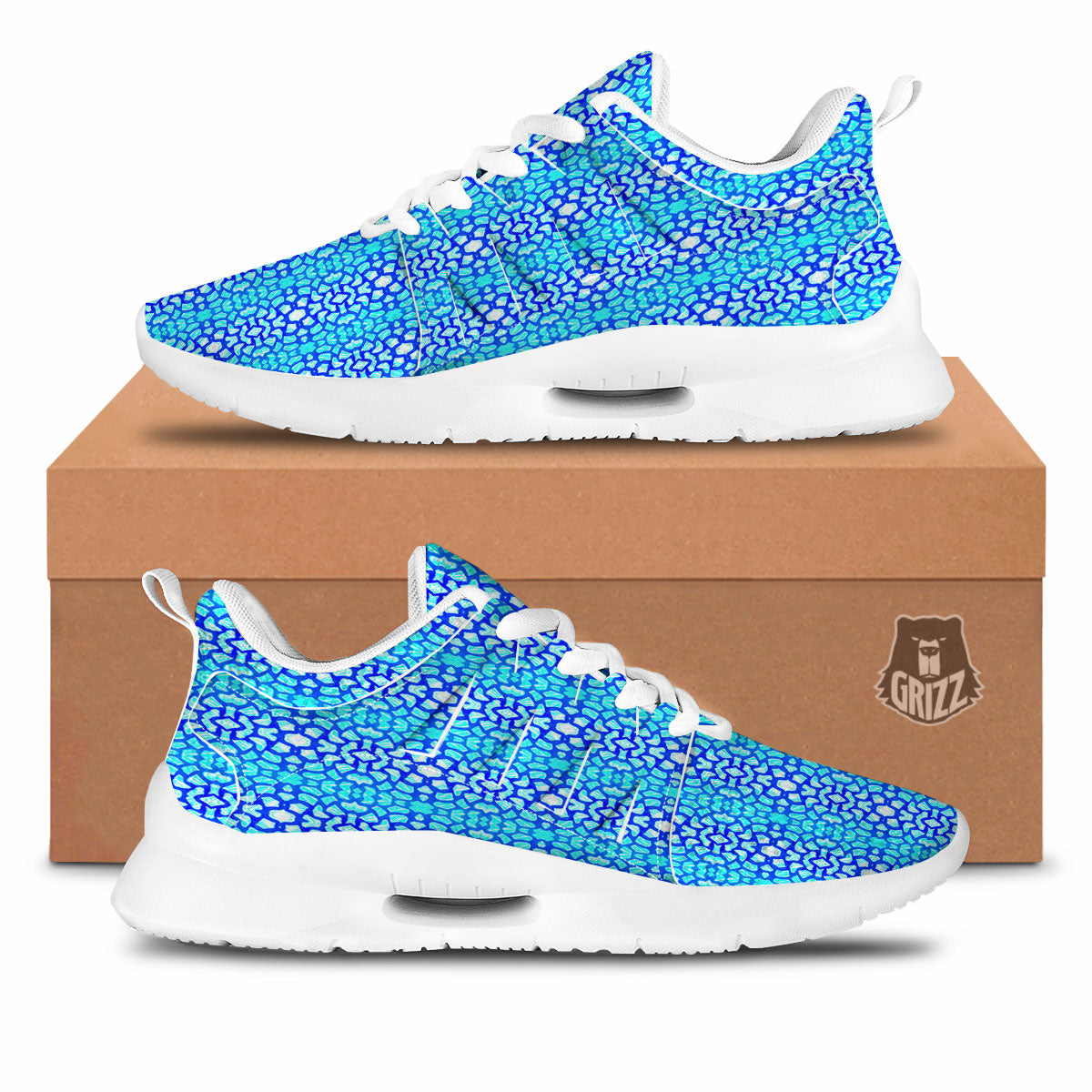 Giraffe Turquoise Print Pattern Tennis Shoes-grizzshop