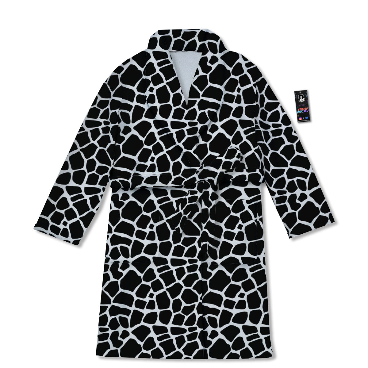 Giraffe White And Black Print Pattern Bathrobe-grizzshop
