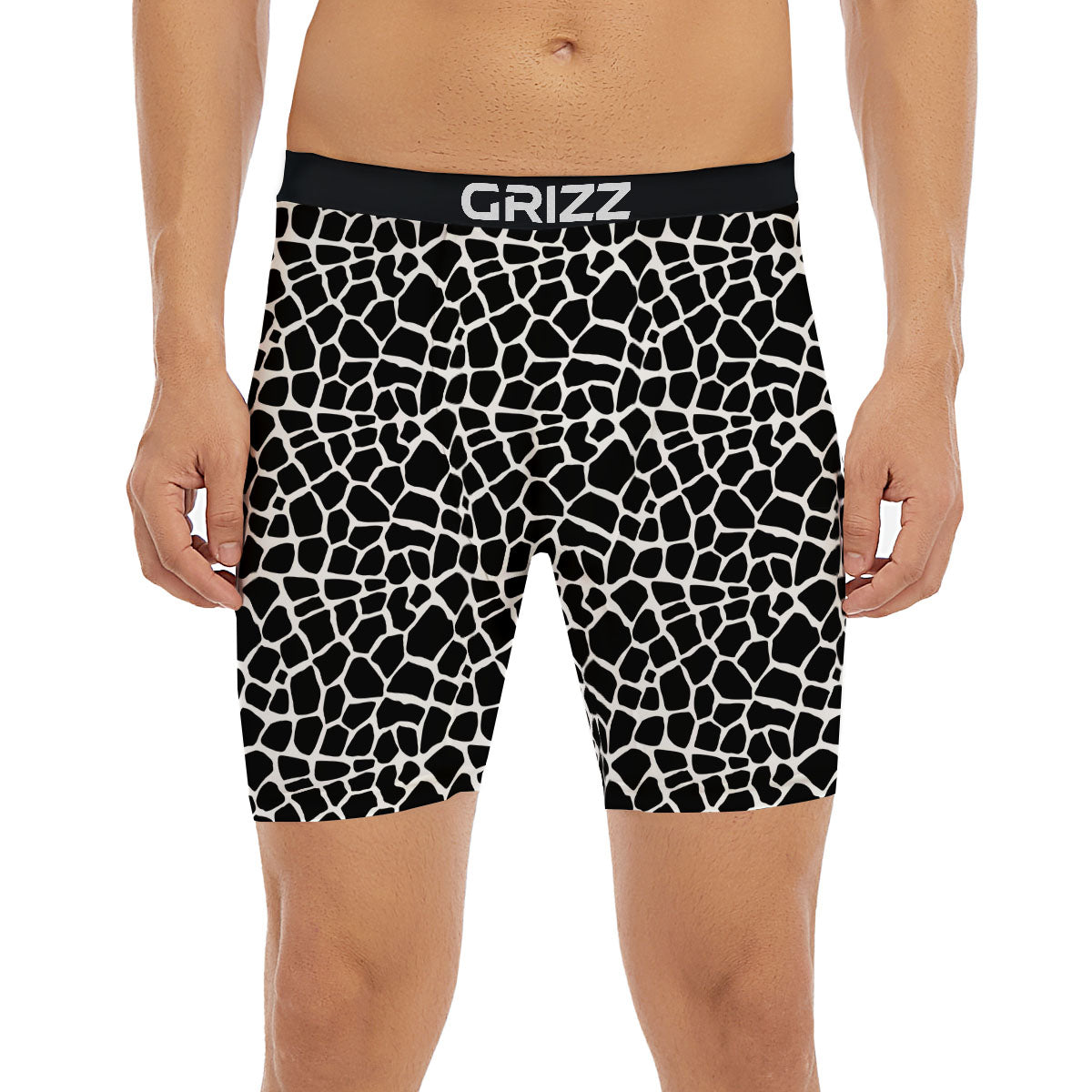 Giraffe White And Black Print Pattern Boxer Briefs-grizzshop