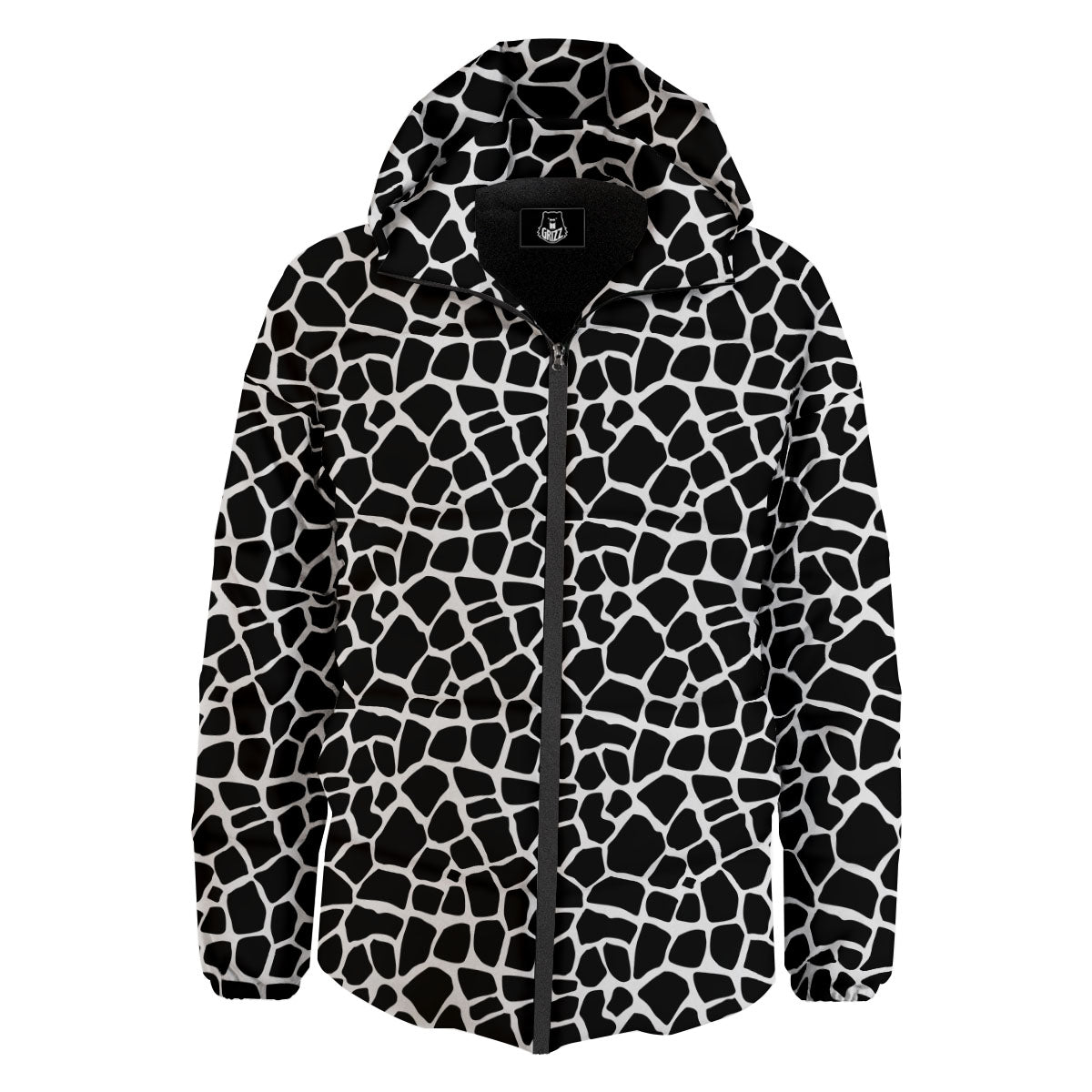 Giraffe White And Black Print Pattern Down Jacket-grizzshop