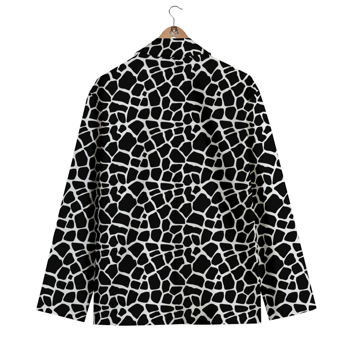 Giraffe White And Black Print Pattern Men's Blazer-grizzshop