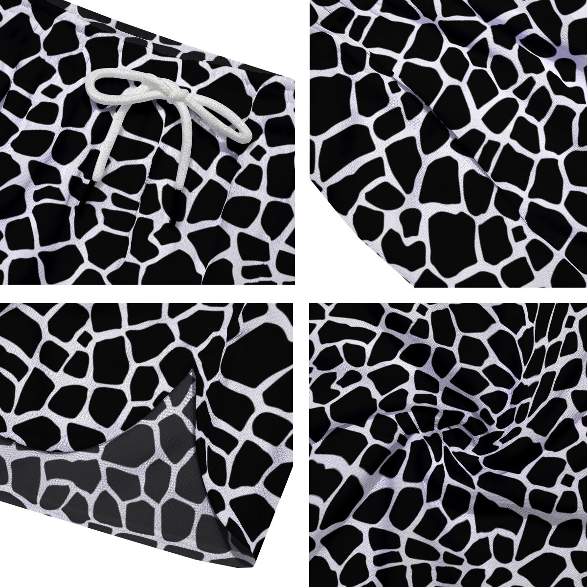 Giraffe White And Black Print Pattern Men's Running Shorts-grizzshop
