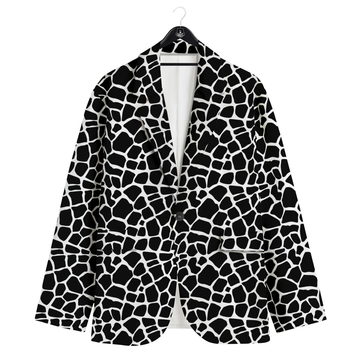 Giraffe White And Black Print Pattern Men's Sport Coat-grizzshop