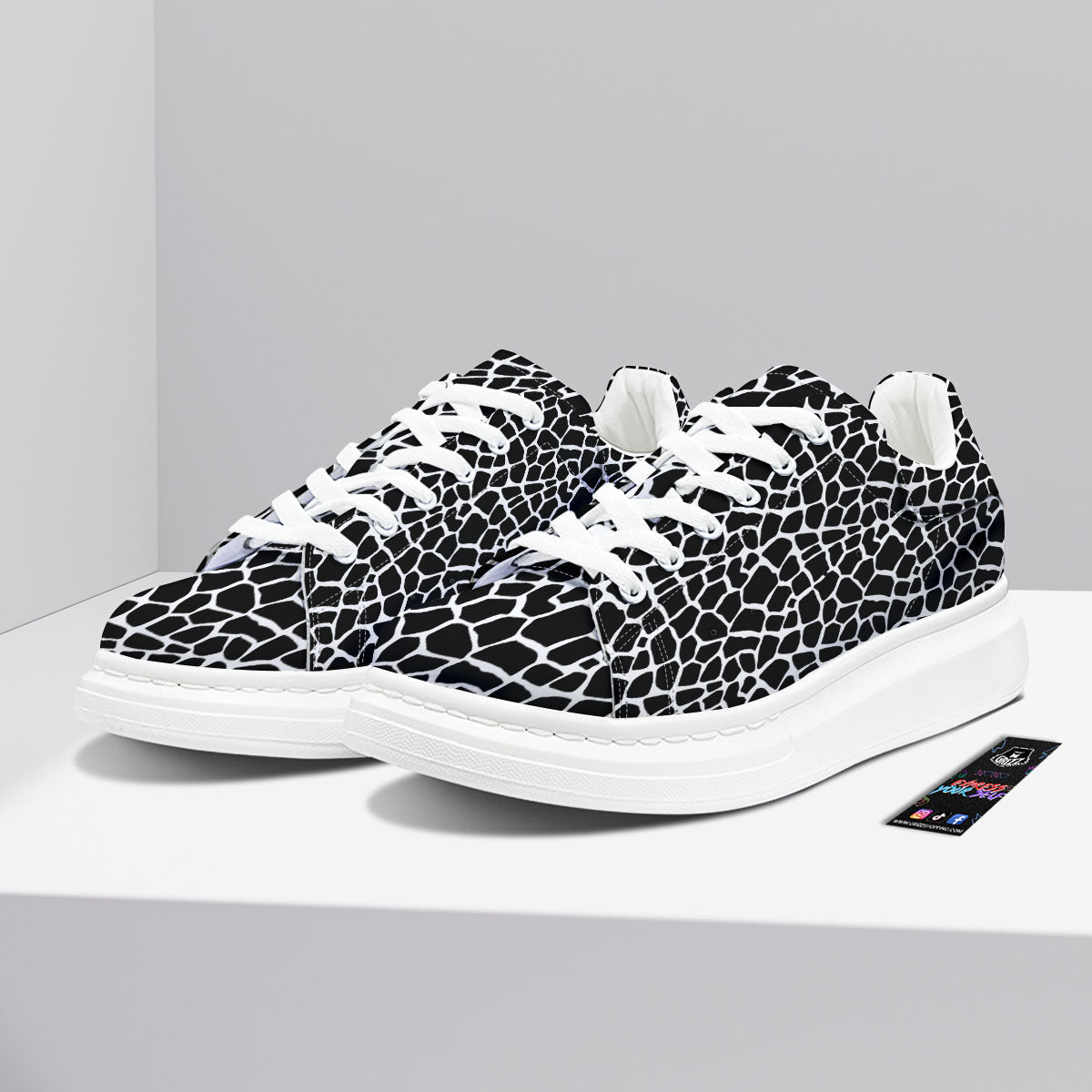 Giraffe White And Black Print Pattern Platform Shoes-grizzshop