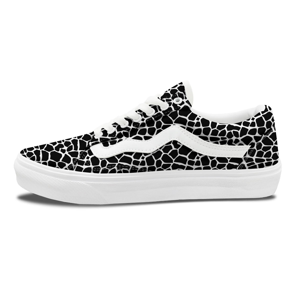 Giraffe White And Black Print Pattern Skate Shoes-grizzshop