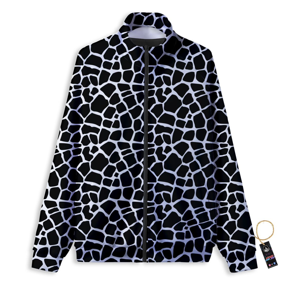 Giraffe White And Black Print Pattern Track Jacket-grizzshop