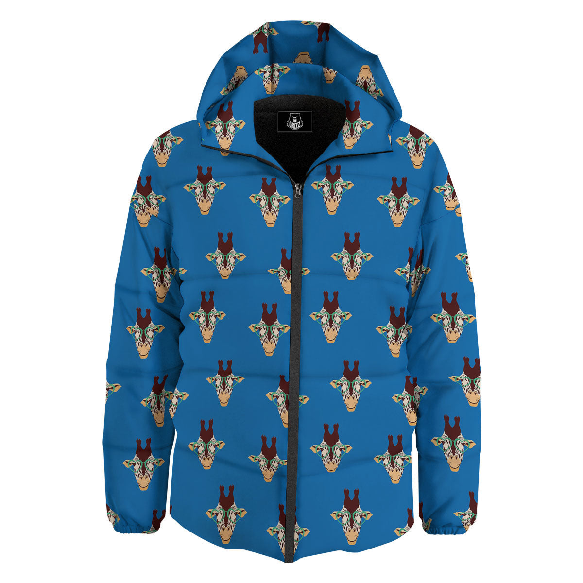 Giraffe With Glasses Print Pattern Down Jacket-grizzshop