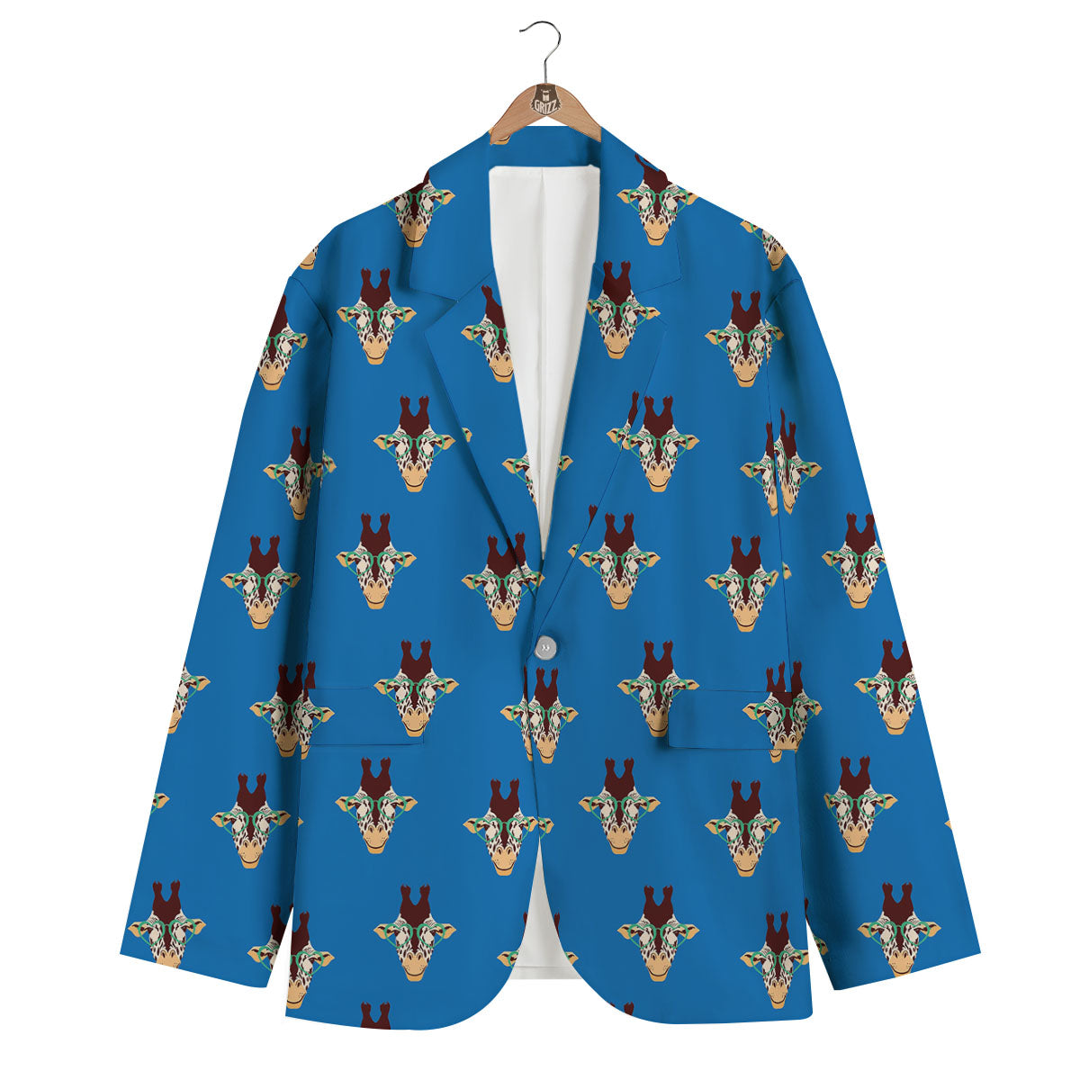 Giraffe With Glasses Print Pattern Men's Blazer-grizzshop