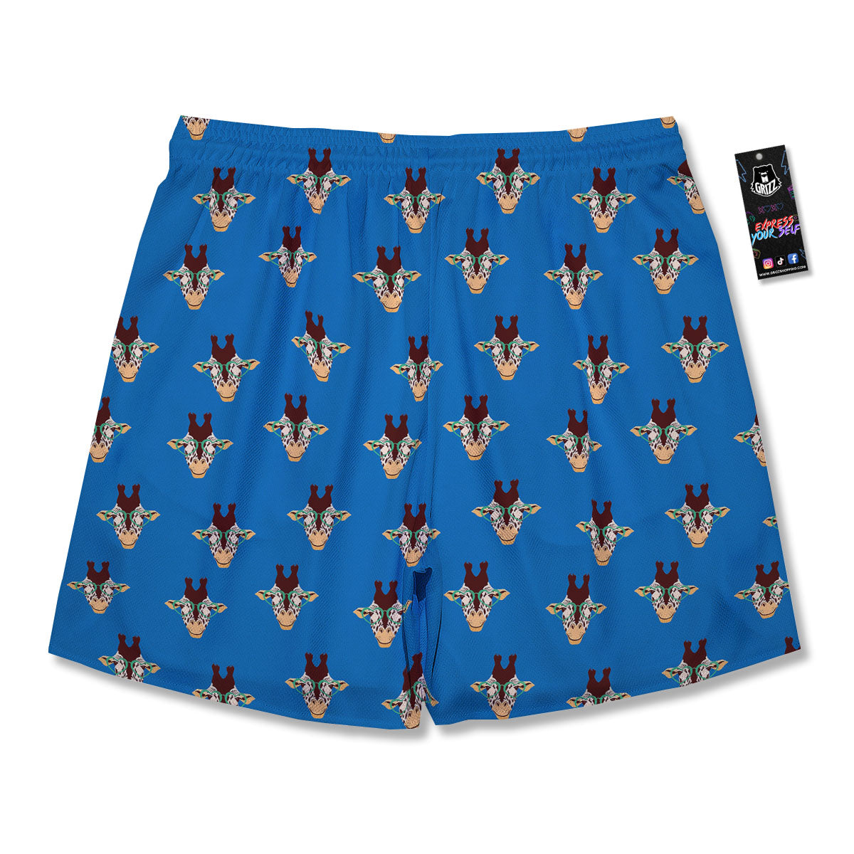 Giraffe With Glasses Print Pattern Men's Running Shorts-grizzshop
