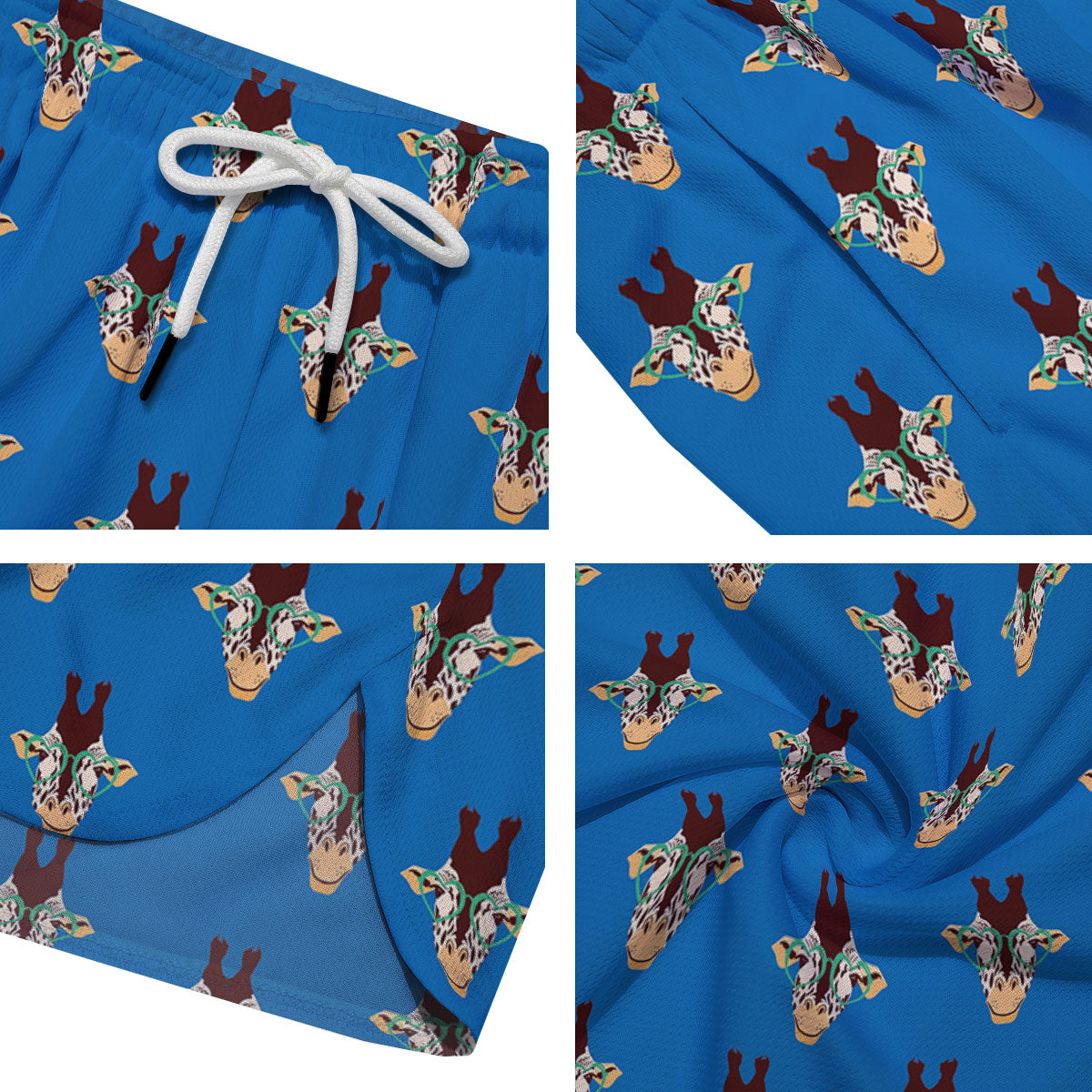 Giraffe With Glasses Print Pattern Men's Running Shorts-grizzshop