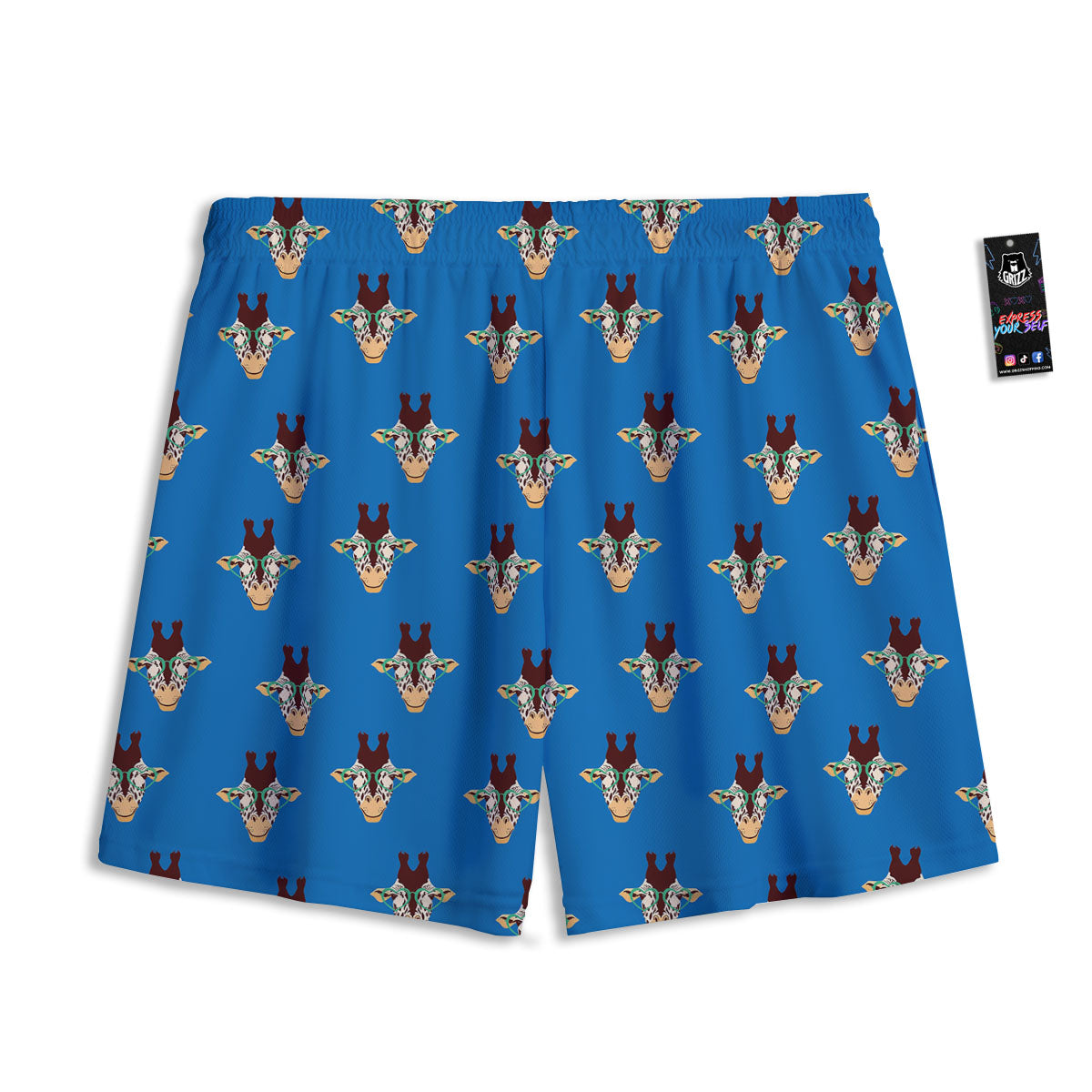 Giraffe With Glasses Print Pattern Mesh Shorts