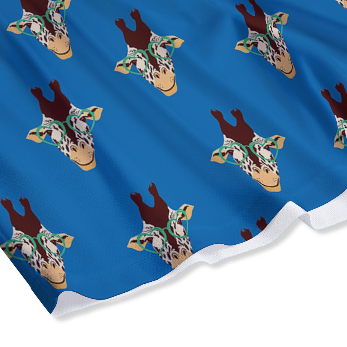 Giraffe With Glasses Print Pattern Mesh Shorts