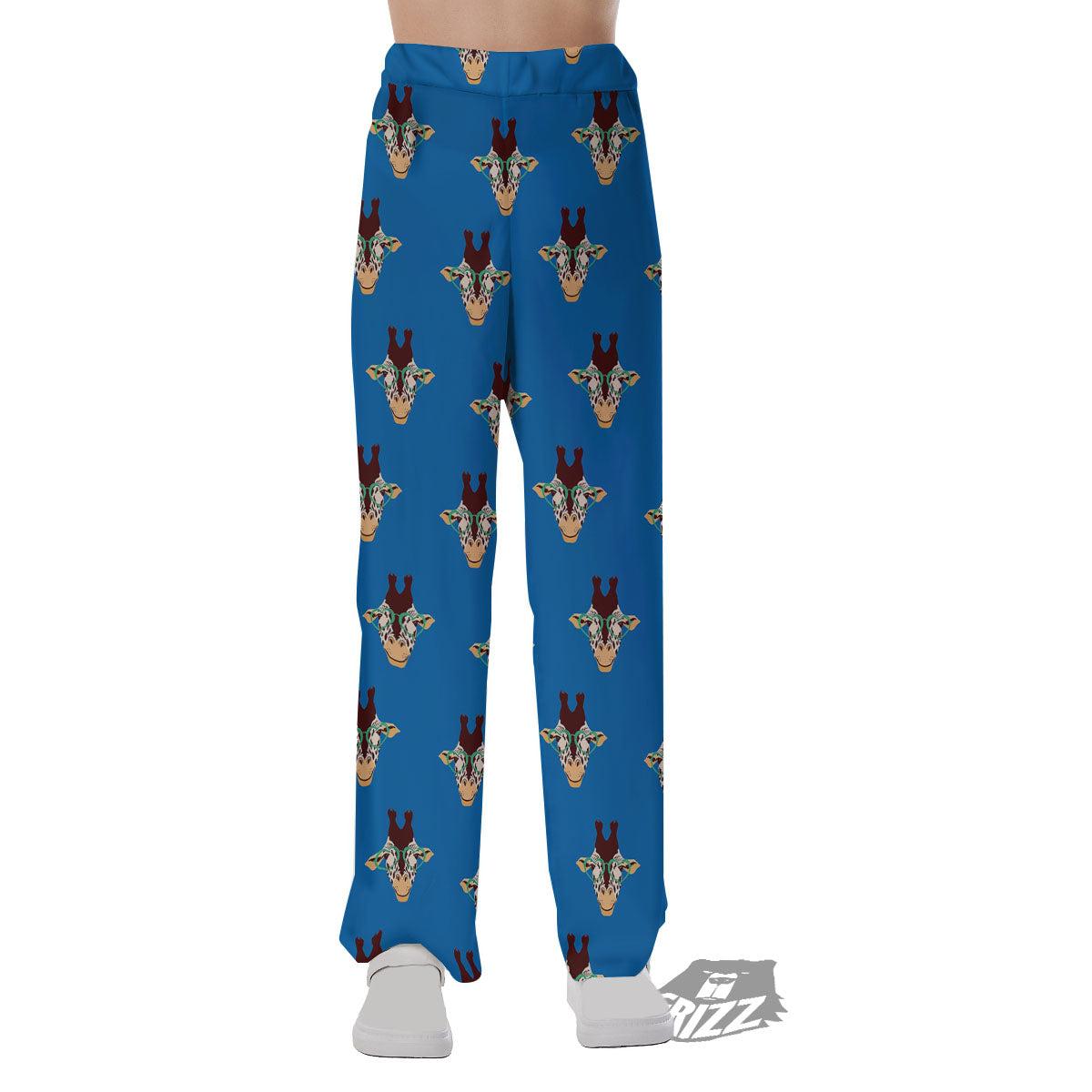 Giraffe With Glasses Print Pattern Pajama Pants-grizzshop