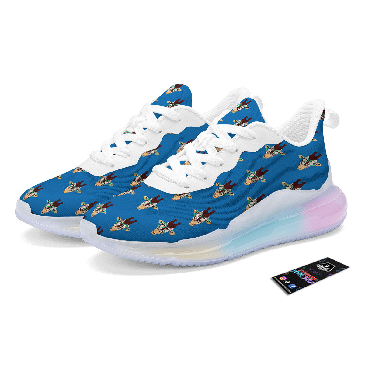 Giraffe With Glasses Print Pattern Running Sneakers-grizzshop