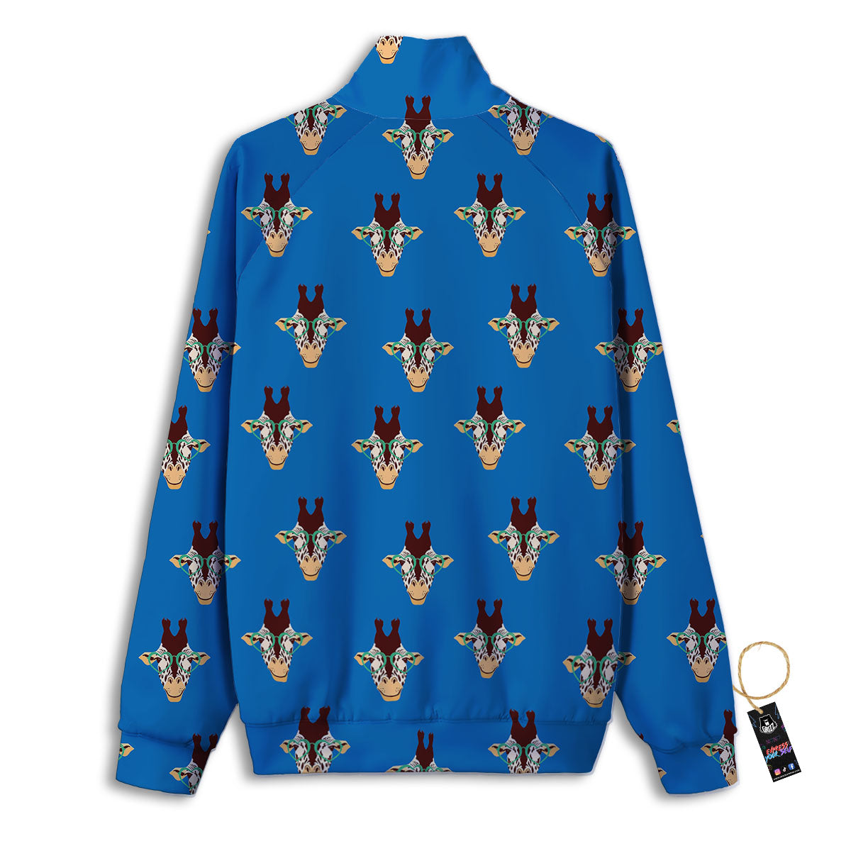 Giraffe With Glasses Print Pattern Track Jacket-grizzshop