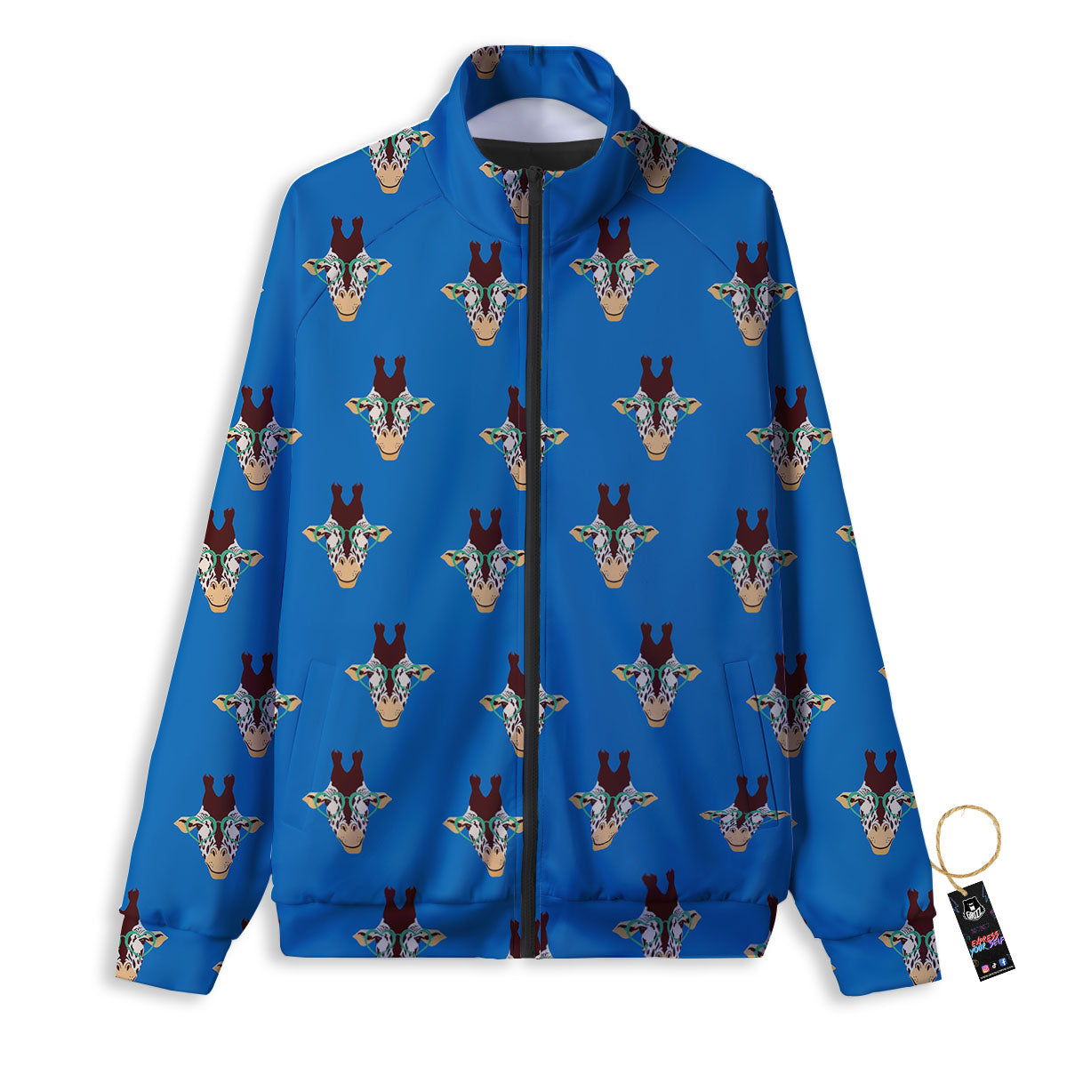 Giraffe With Glasses Print Pattern Track Jacket-grizzshop
