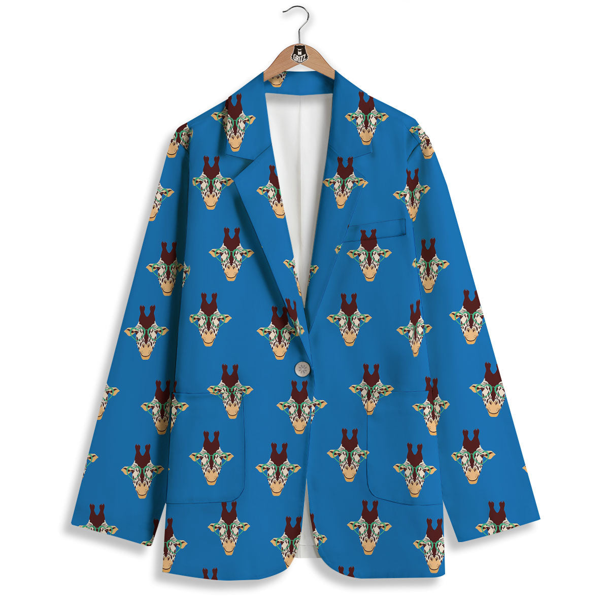 Giraffe With Glasses Print Pattern Women's Blazer-grizzshop