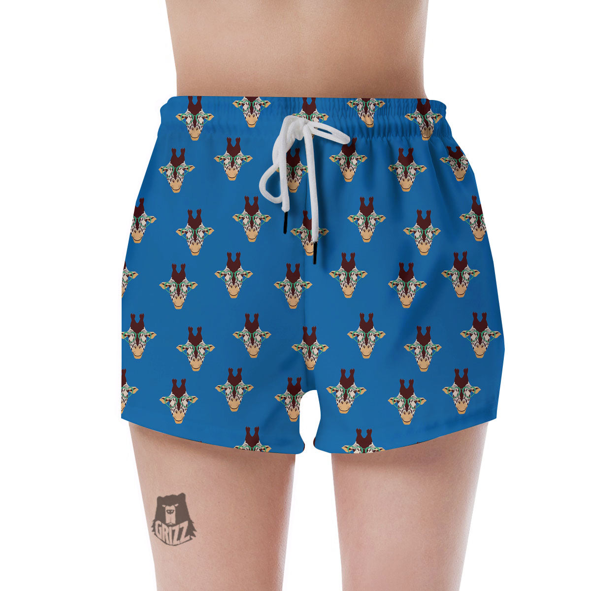 Giraffe With Glasses Print Pattern Women's Shorts-grizzshop