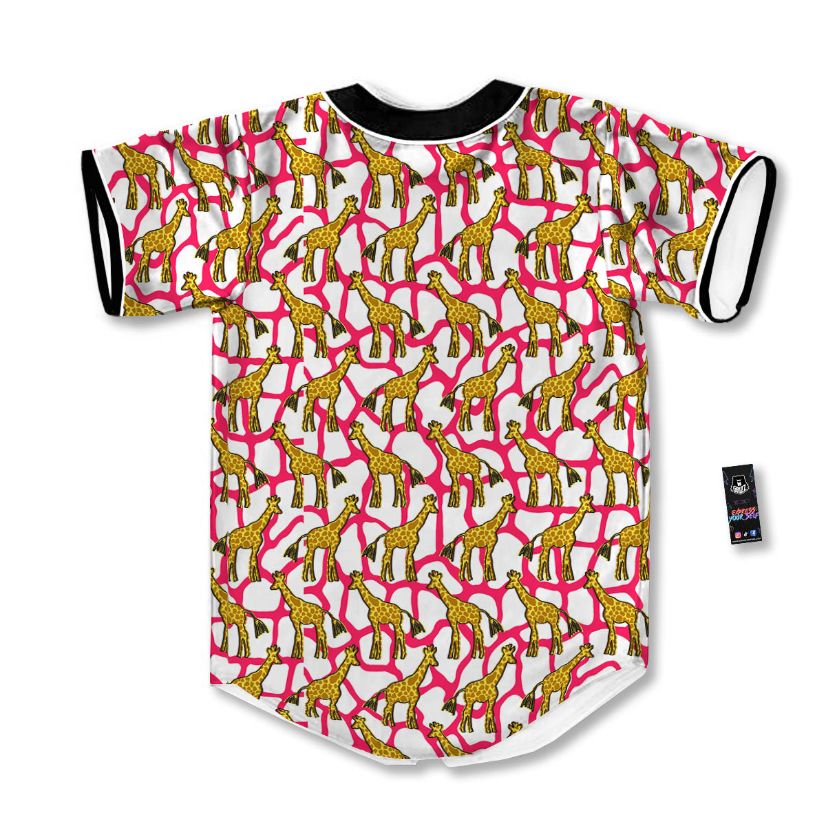 Giraffe Yellow And Pink Print Pattern Baseball Jersey-grizzshop