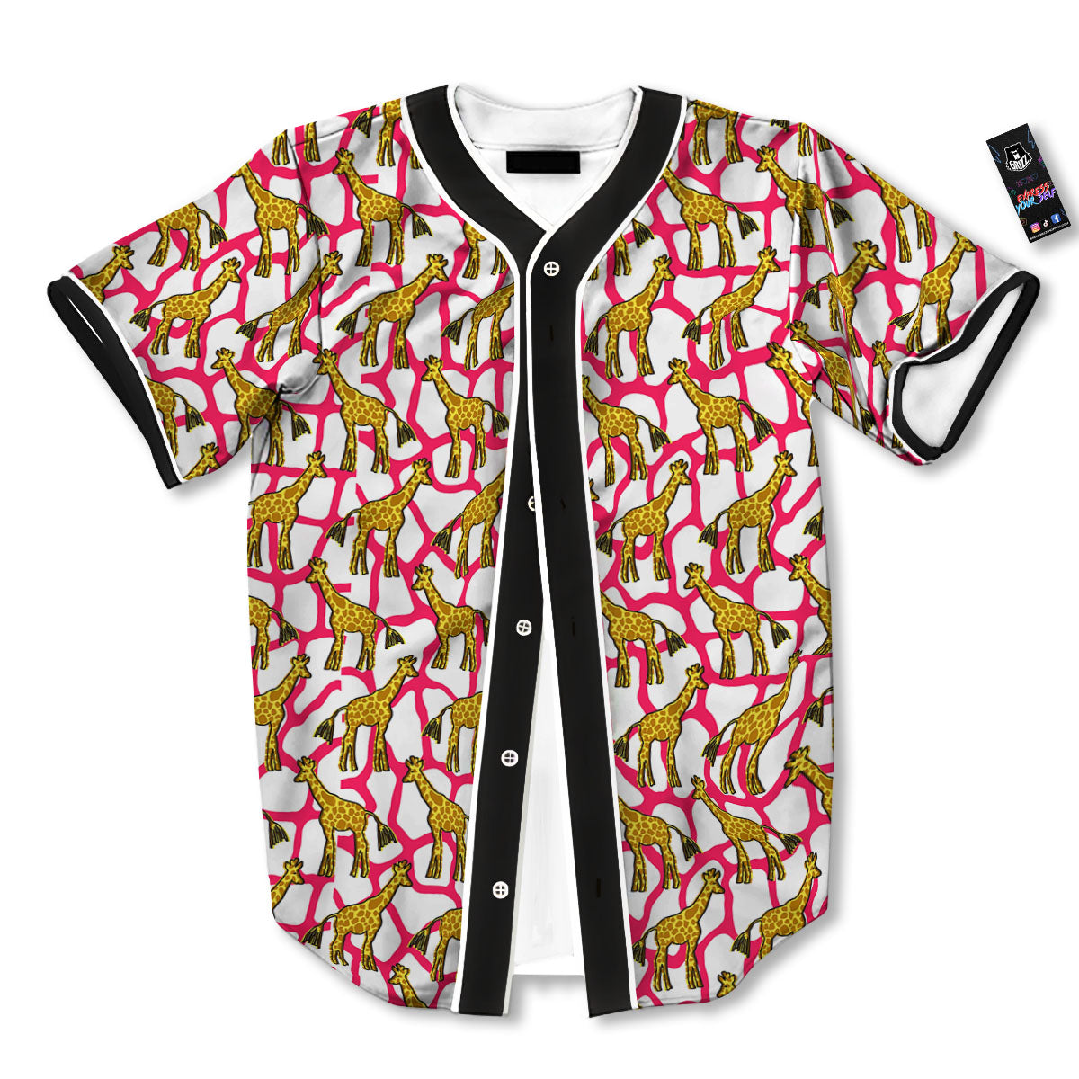 Giraffe Yellow And Pink Print Pattern Baseball Jersey-grizzshop