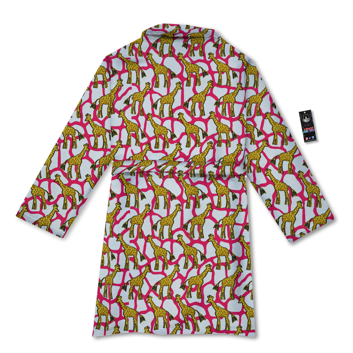 Giraffe Yellow And Pink Print Pattern Bathrobe-grizzshop