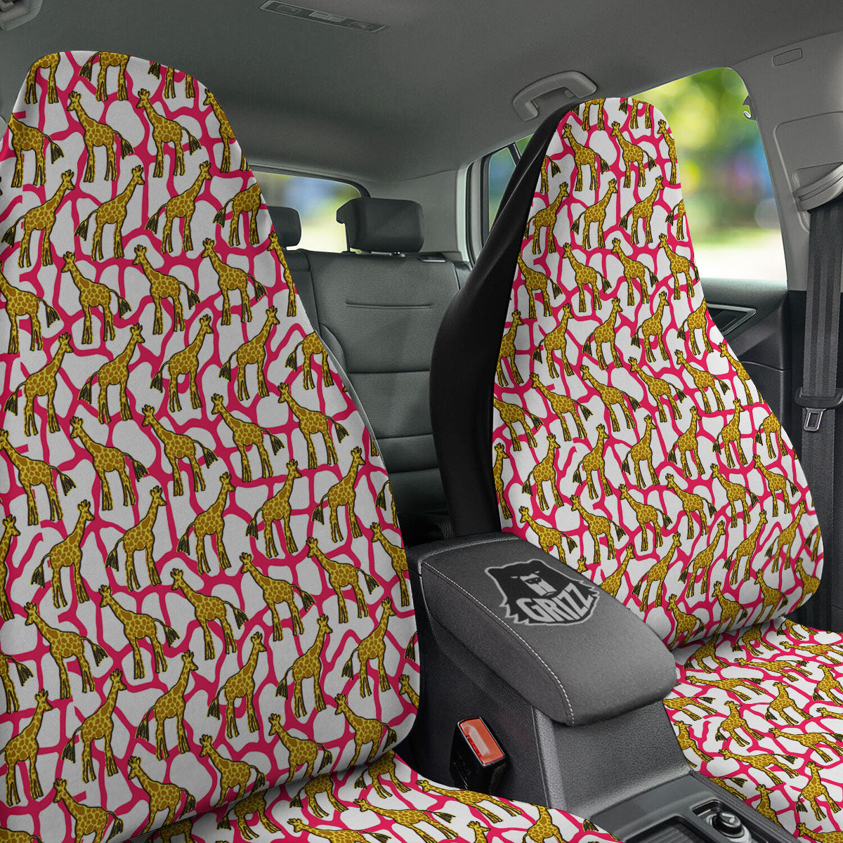 Giraffe Yellow And Pink Print Pattern Car Seat Covers-grizzshop