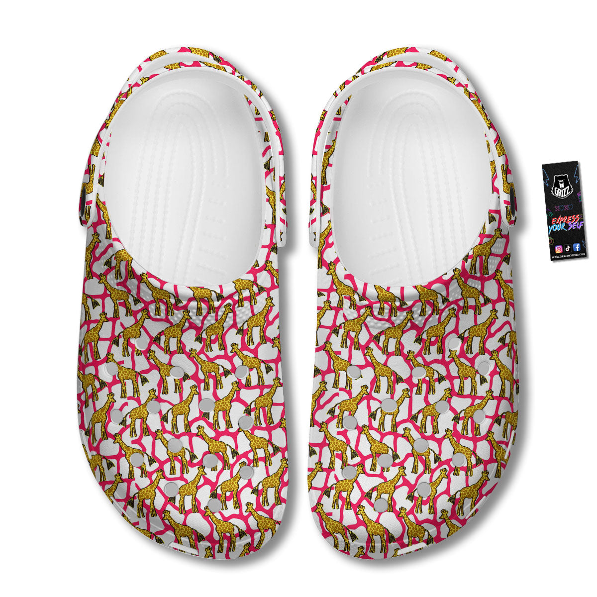 Giraffe Yellow And Pink Print Pattern Clog-grizzshop