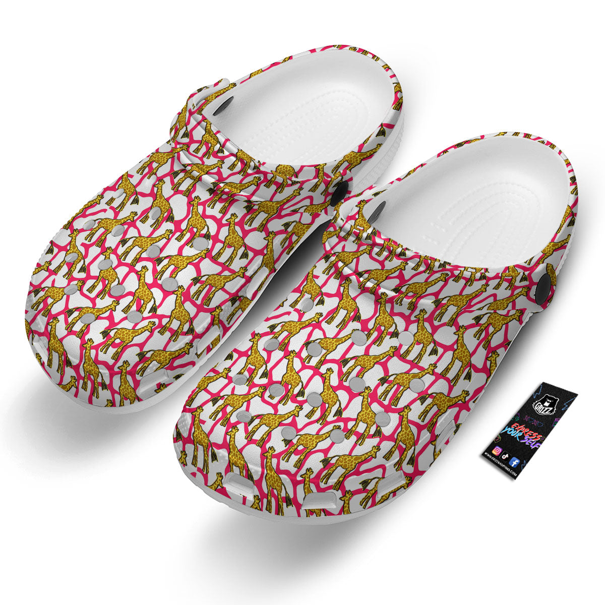 Giraffe Yellow And Pink Print Pattern Clog-grizzshop