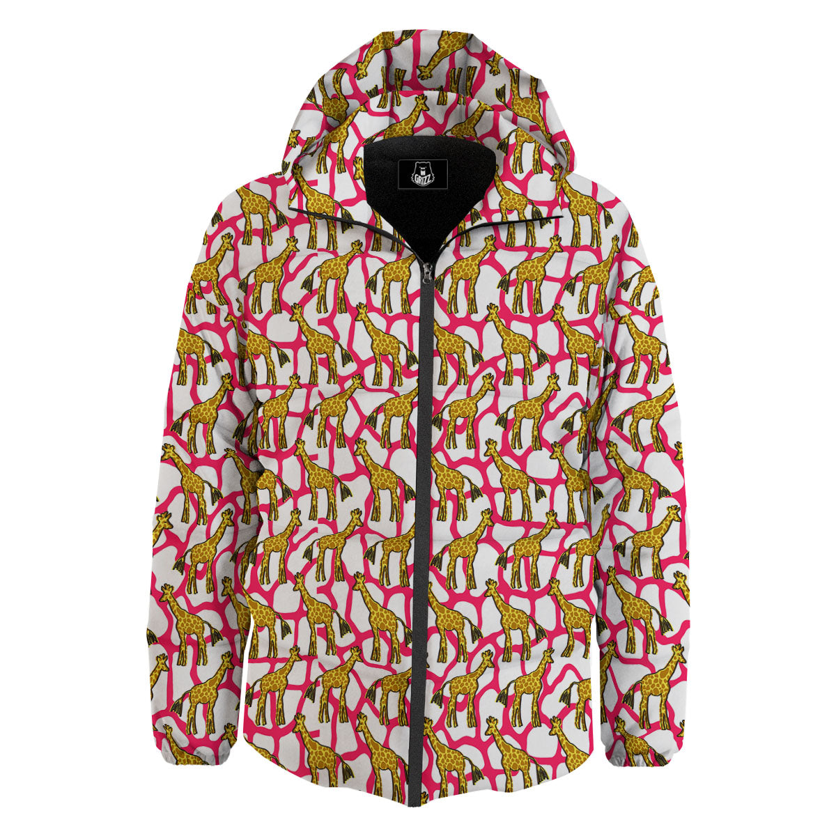 Giraffe Yellow And Pink Print Pattern Down Jacket-grizzshop