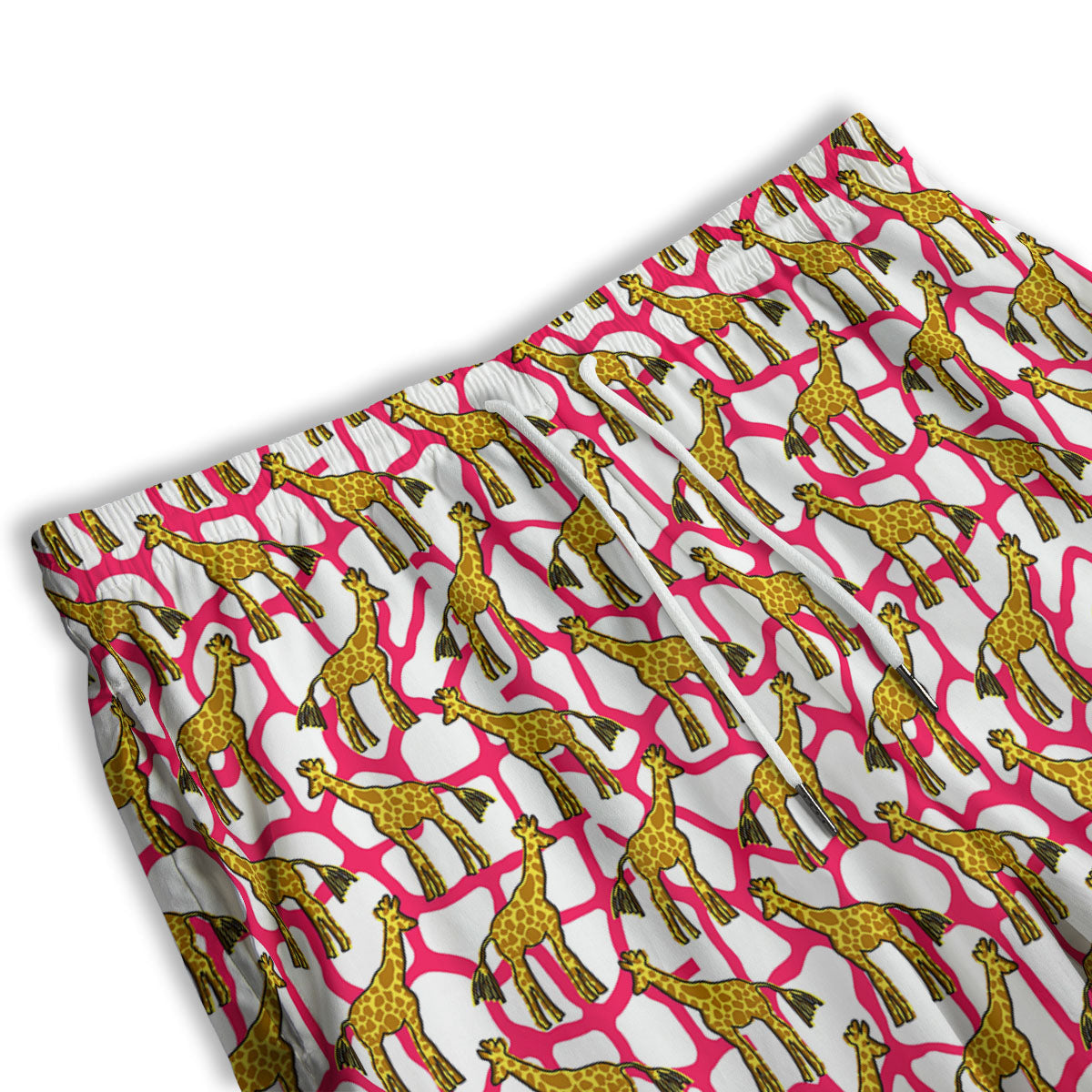 Giraffe Yellow And Pink Print Pattern Men's Athletic Shorts