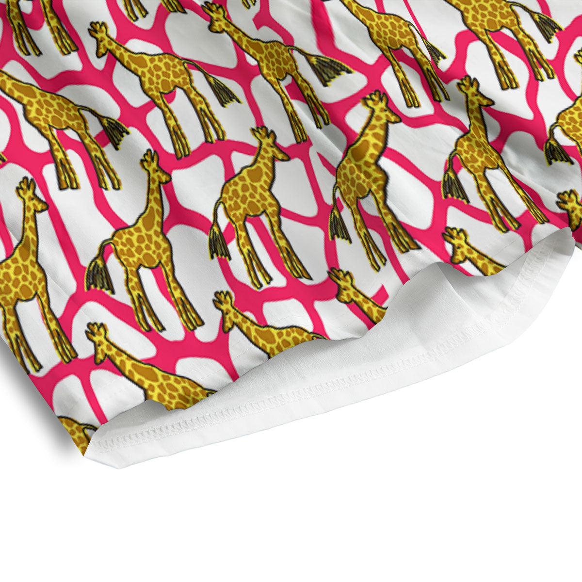 Giraffe Yellow And Pink Print Pattern Men's Athletic Shorts