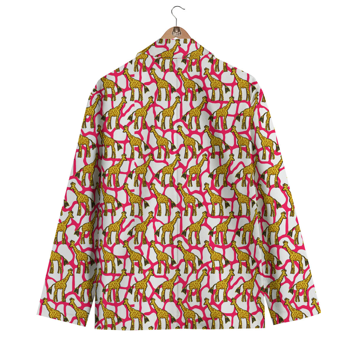 Giraffe Yellow And Pink Print Pattern Men's Blazer-grizzshop