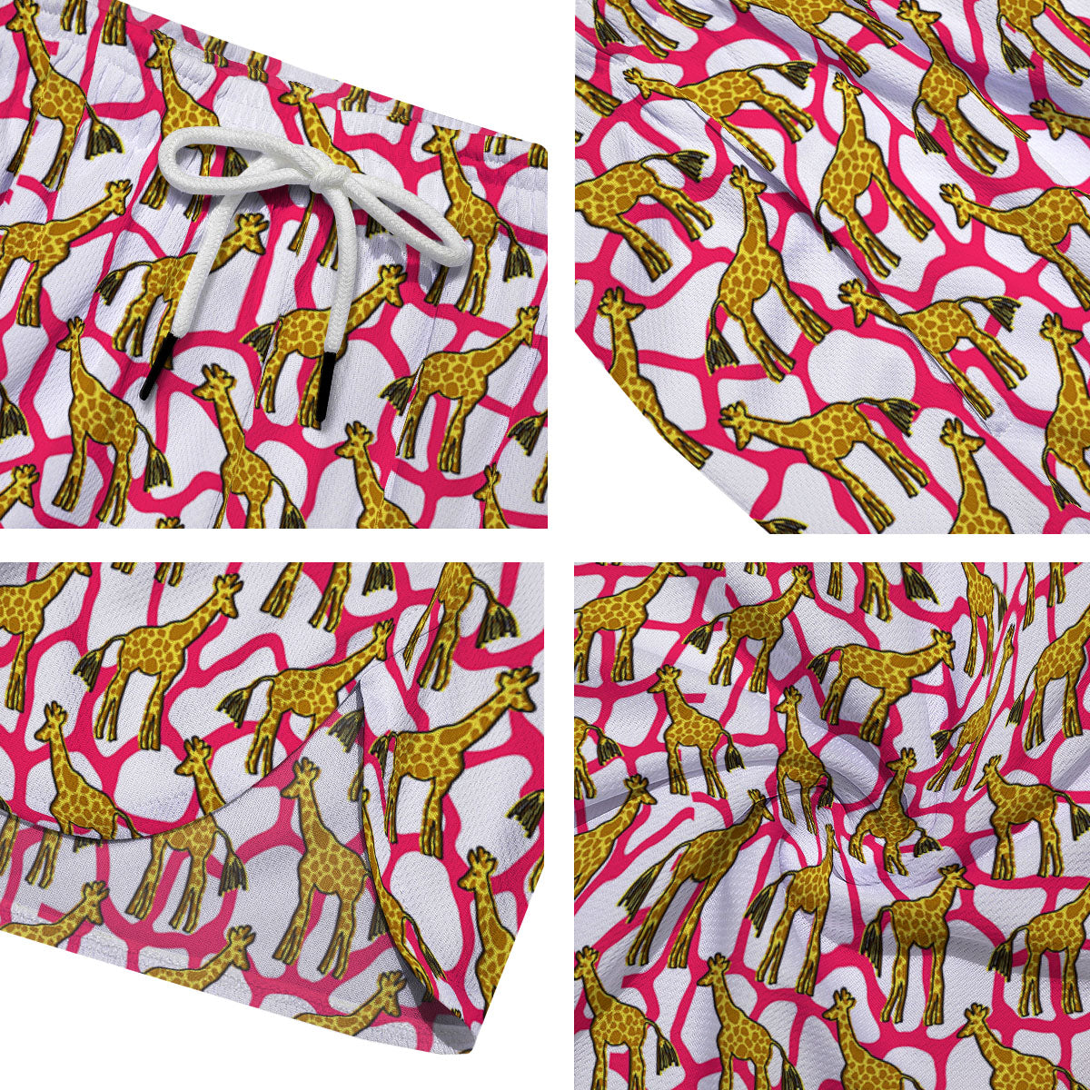 Giraffe Yellow And Pink Print Pattern Men's Running Shorts-grizzshop