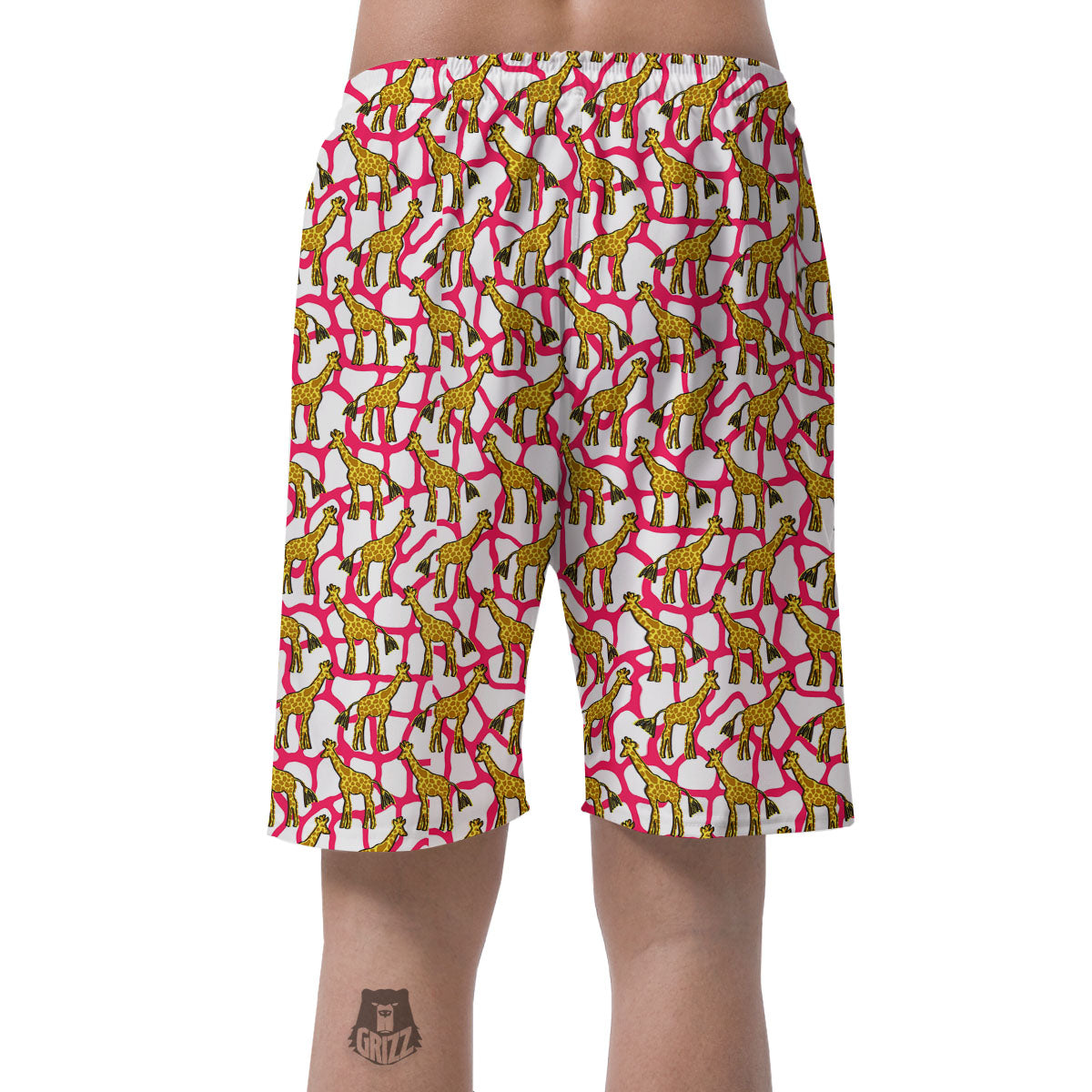 Giraffe Yellow And Pink Print Pattern Men's Shorts-grizzshop