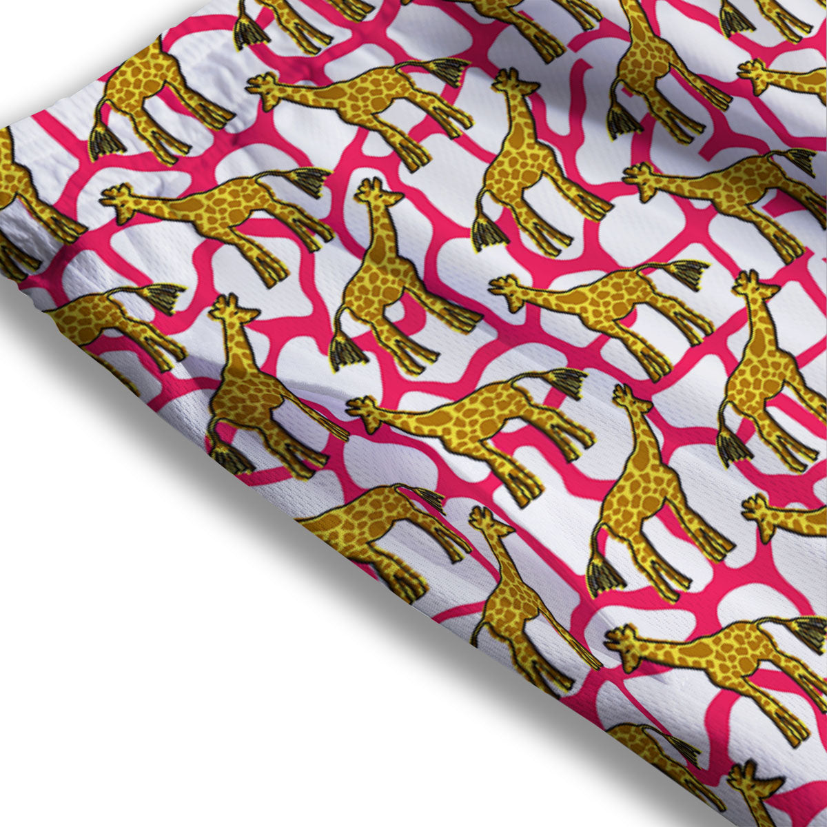 Giraffe Yellow And Pink Print Pattern Mesh Shorts