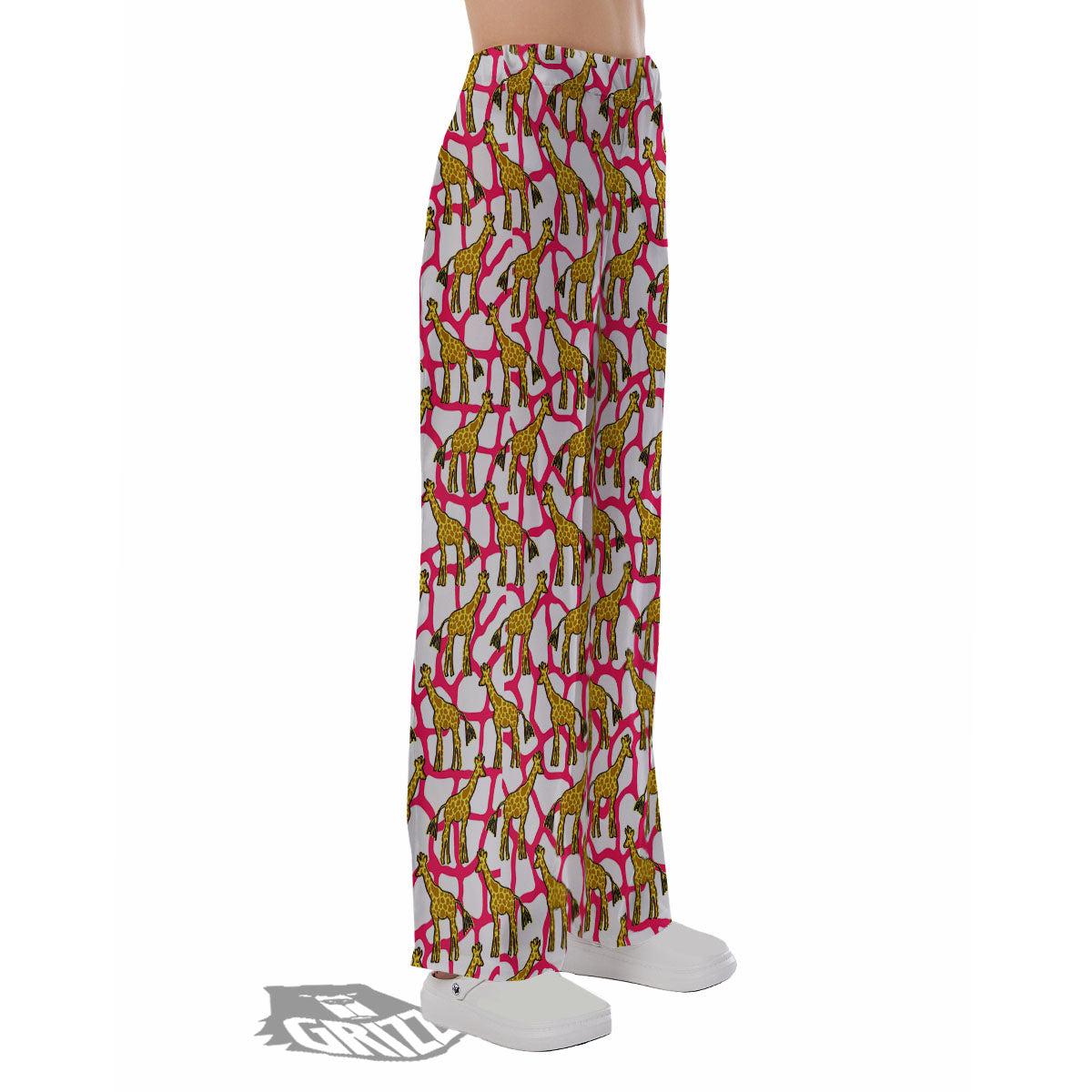 Giraffe Yellow And Pink Print Pattern Pajama Pants-grizzshop