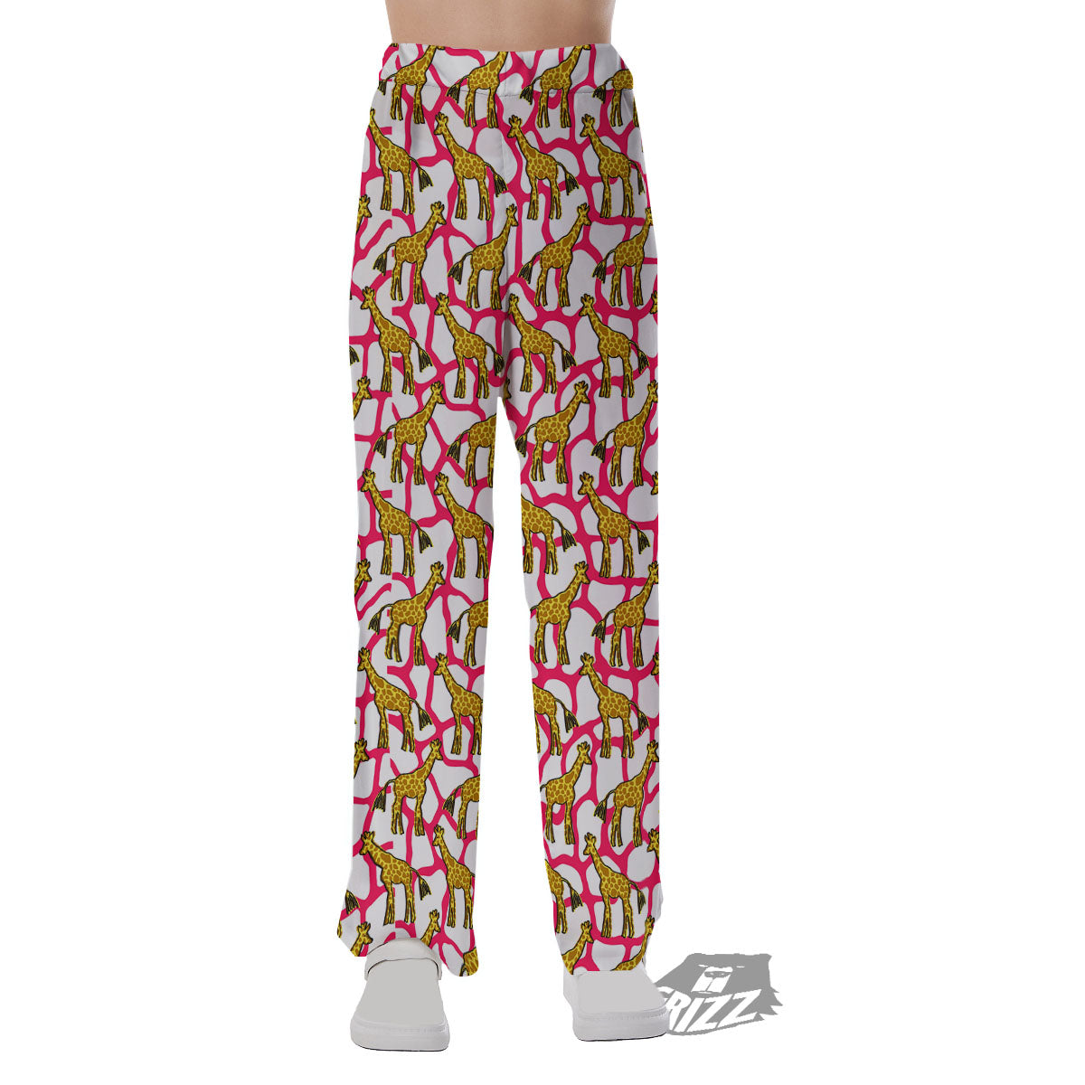 Giraffe Yellow And Pink Print Pattern Pajama Pants-grizzshop