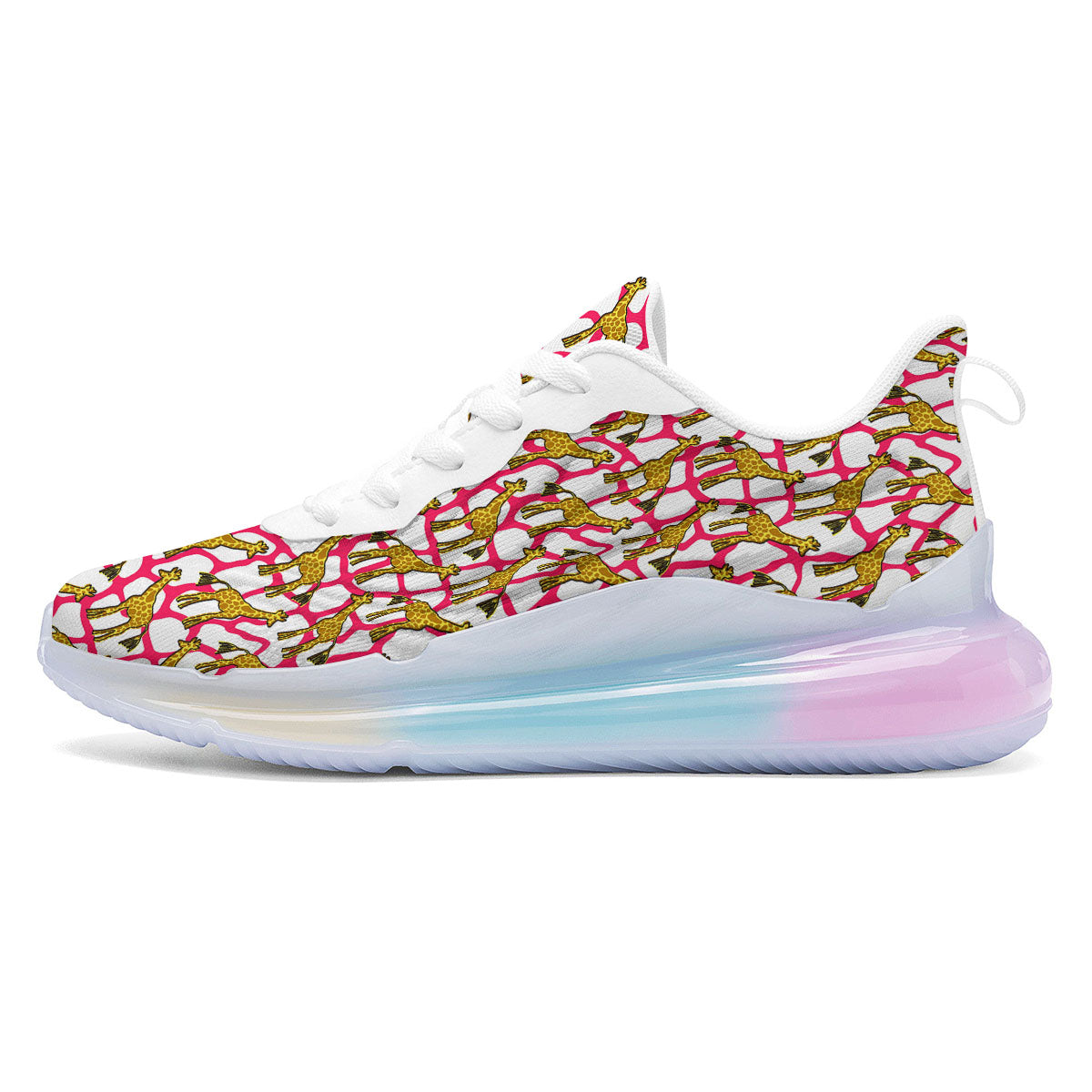 Giraffe Yellow And Pink Print Pattern Running Sneakers-grizzshop