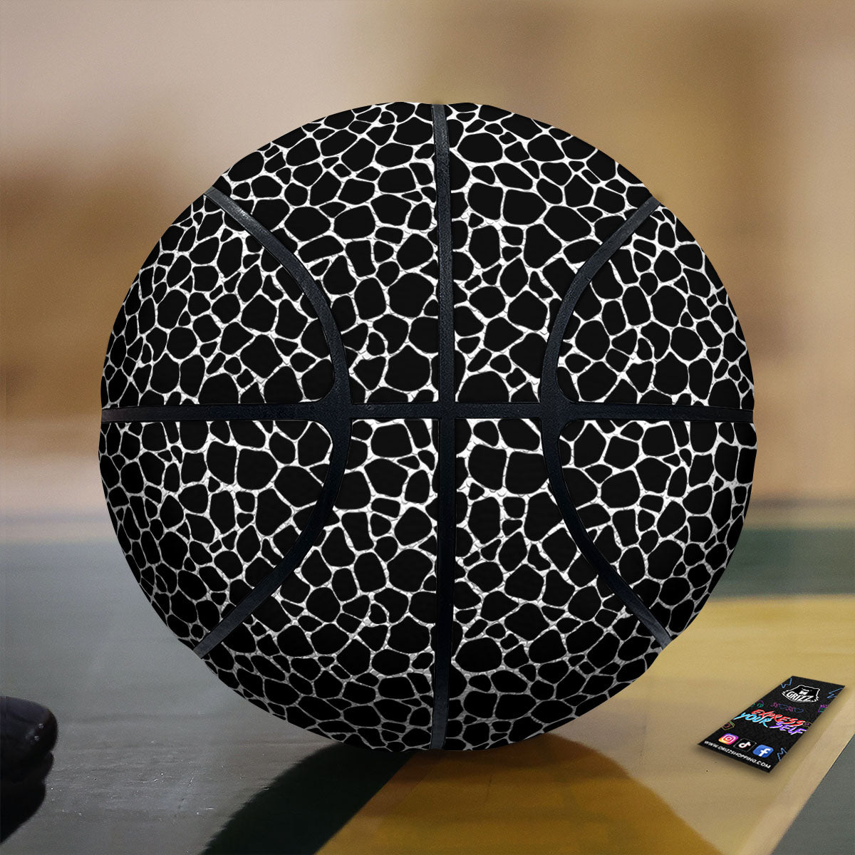 Giraffe Black Tropical Print Pattern Basketball