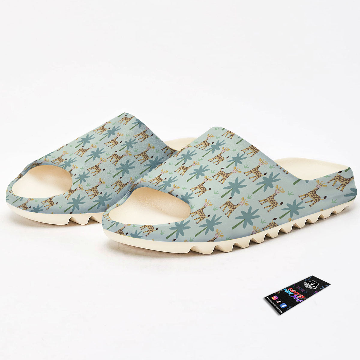 Giraffe Cartoon Print Pattern Sandals-grizzshop