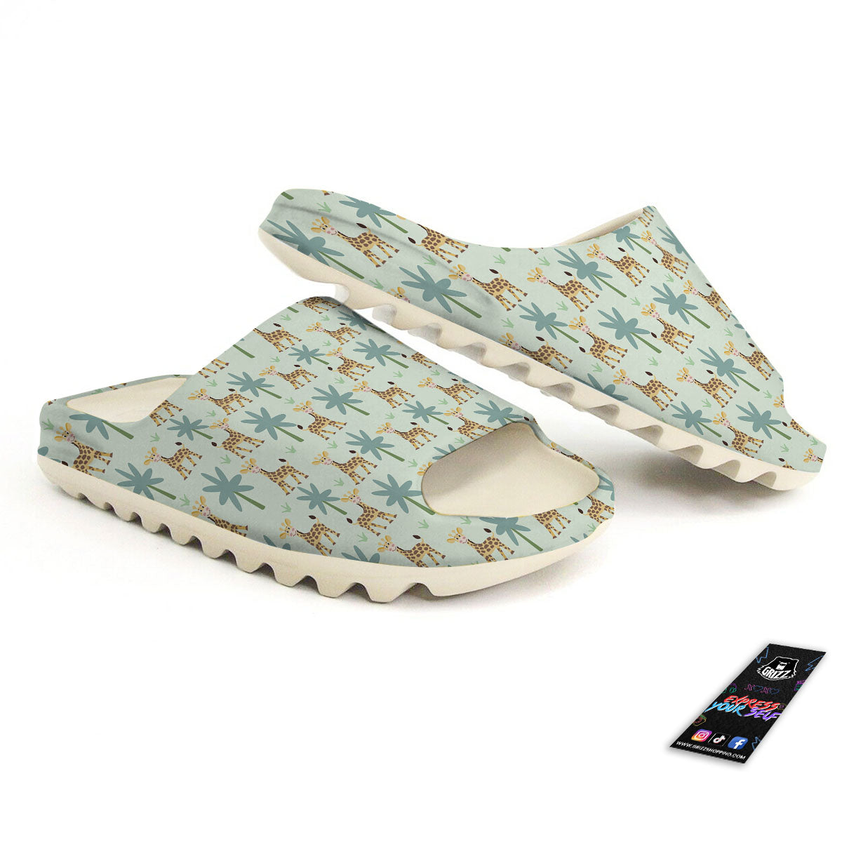 Giraffe Cartoon Print Pattern Sandals-grizzshop