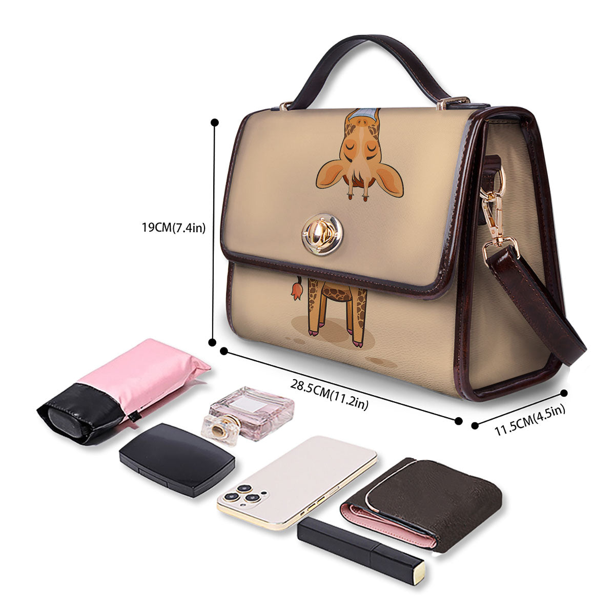 Giraffe Smiley Face Print Women's Satchel Bag