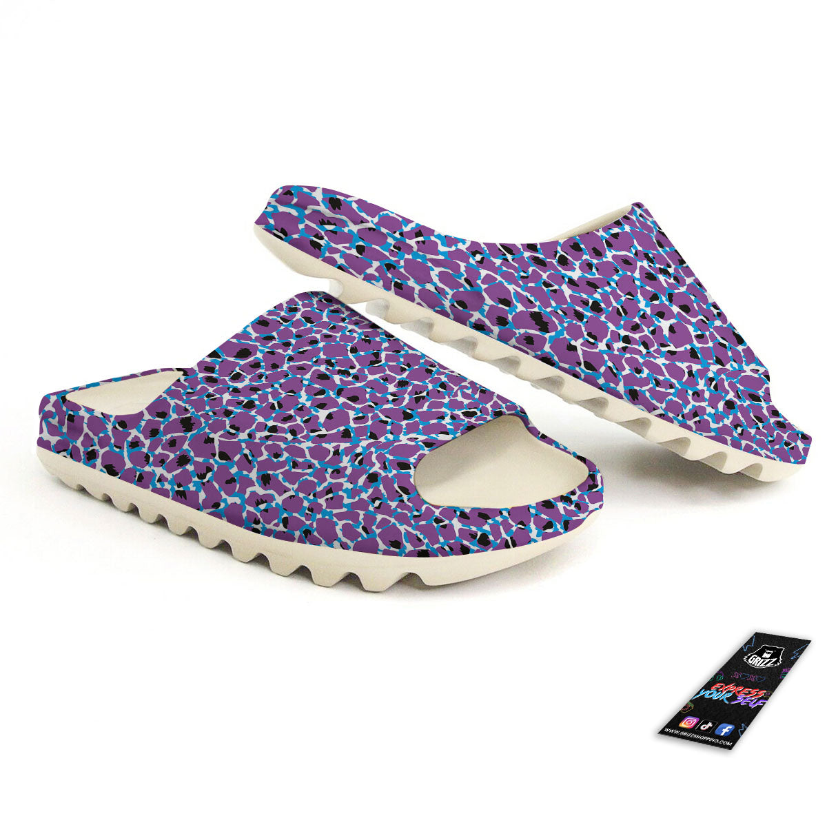 Giraffe Teal And Purple Print Pattern Sandals-grizzshop
