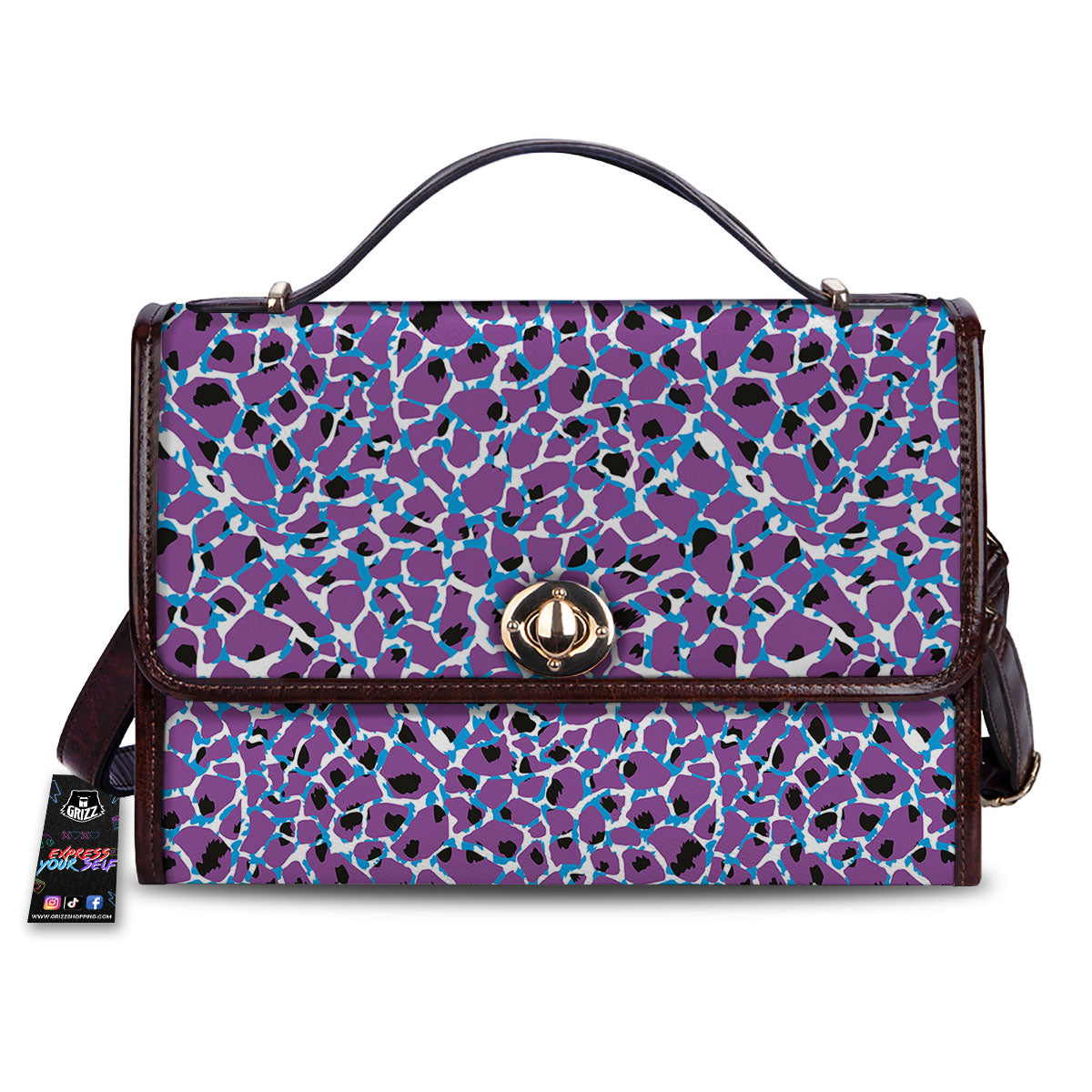 Giraffe Teal And Purple Print Pattern Women's Satchel Bag
